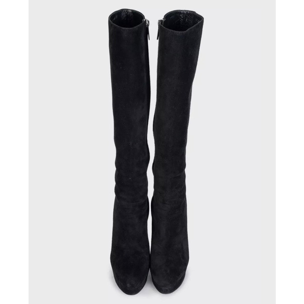 Christian Dior Black Suede Stiletto Boots Size 39 Pre-owned