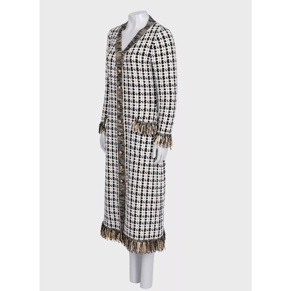 Oscar de la Renta White Tweed Dress - Size L Pre-owned