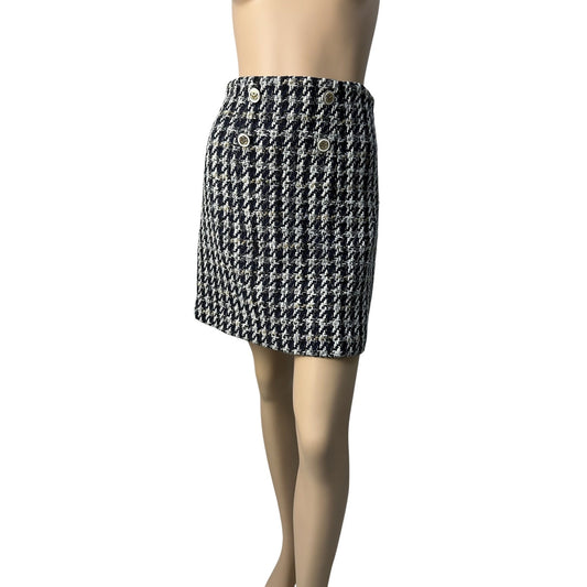 Sandro Houndstooth Decorative Buttons Skirt  Sz.1 pre-owned