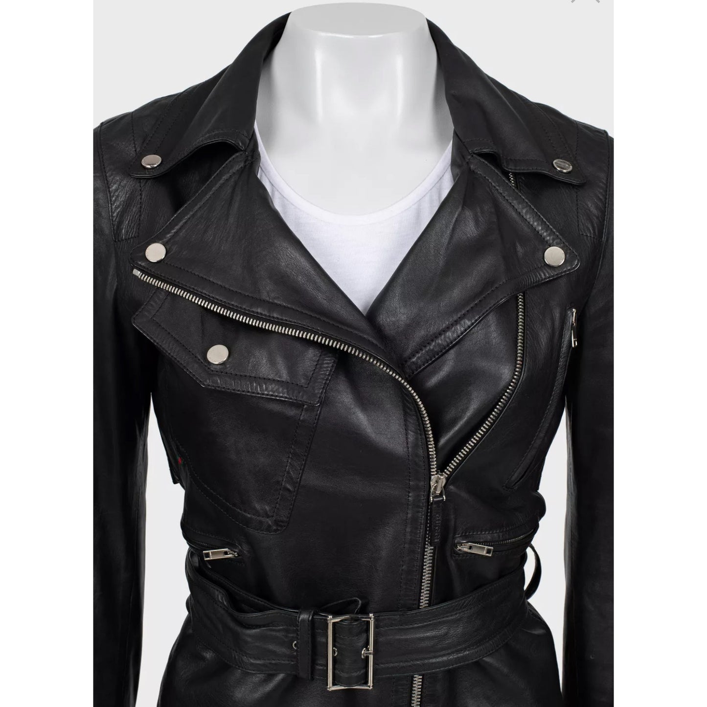 Gucci Black Leather Belted Jacket - Size IT40 / S Pre-owned