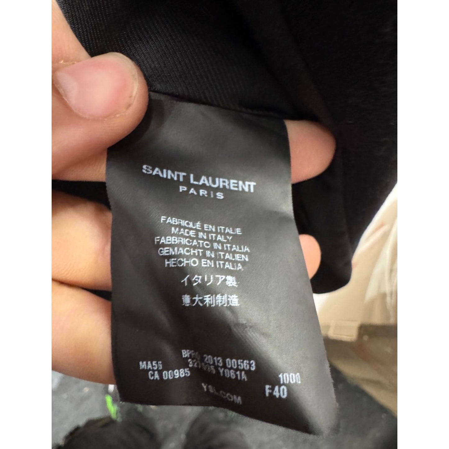 NWOT Saint Laurent Black Wool & Angora Belted Coat - Size L (FR40) Pre-owned