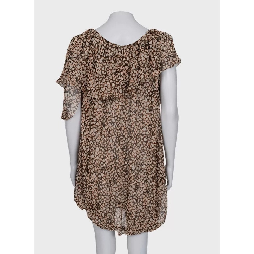 Saint Laurent Asymmetrical Animal Print Silk Dress Sz.38 Pre-owned