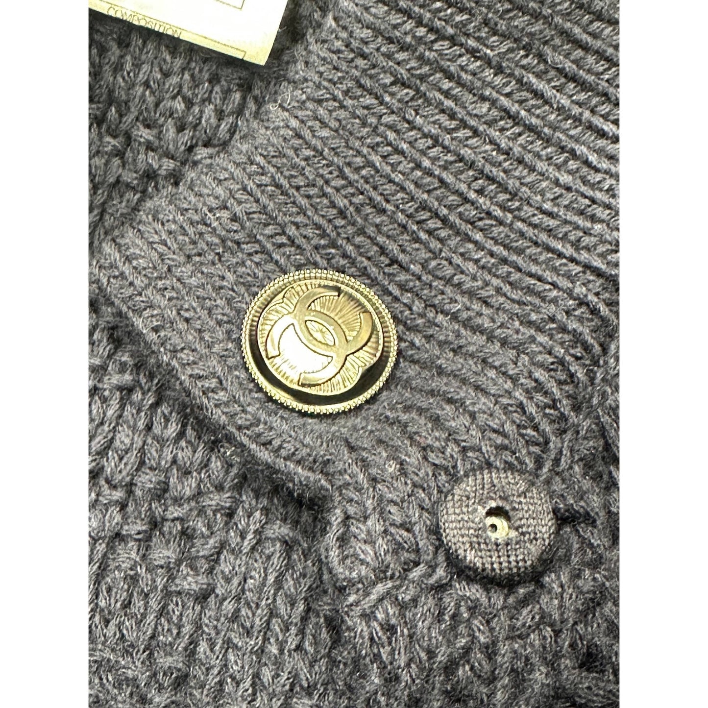 Chanel 13B Black Wool Cashmere Chunky Knit Sweater Coat Sz.38 Pre-owned