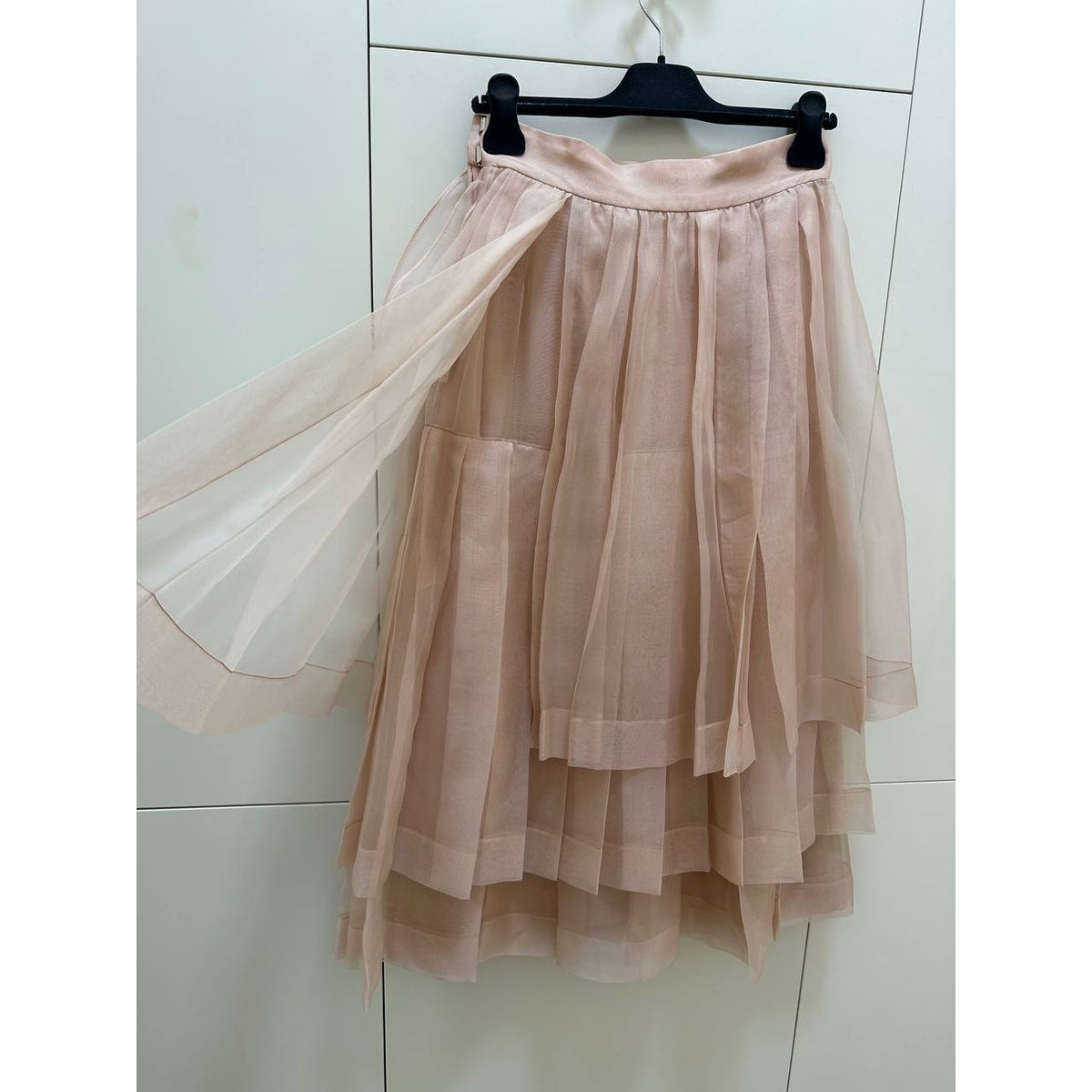 Christian Dior Blush Pink Pleated Silk Skirt Sz.40 Pre-owned