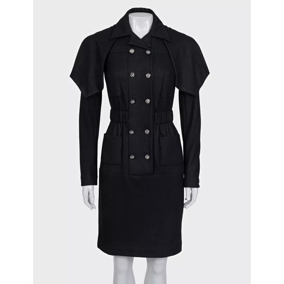NWOT Chanel Black Double-Breasted Belted Dress - FR 36 Pre-owned