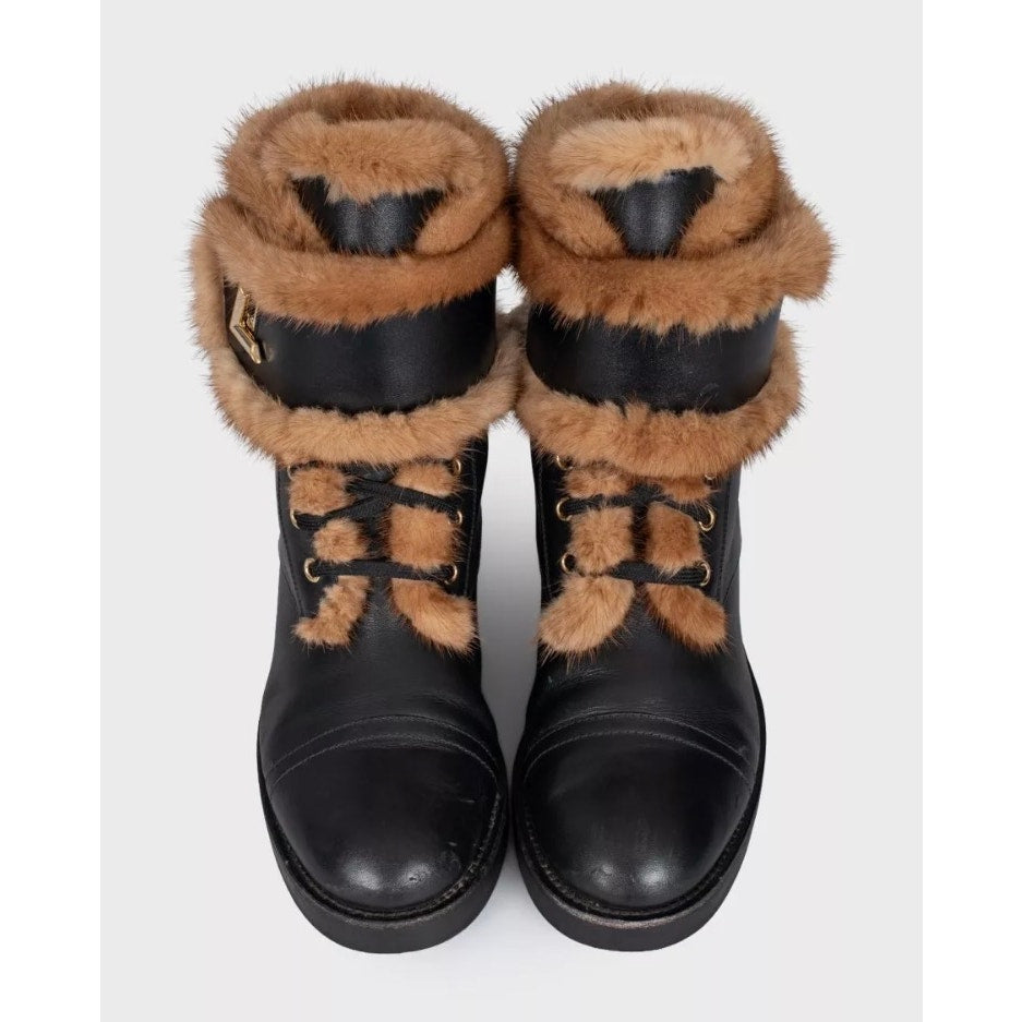Louis Vuitton Wonderland Black Leather Boots - Size 39 Pre-owned