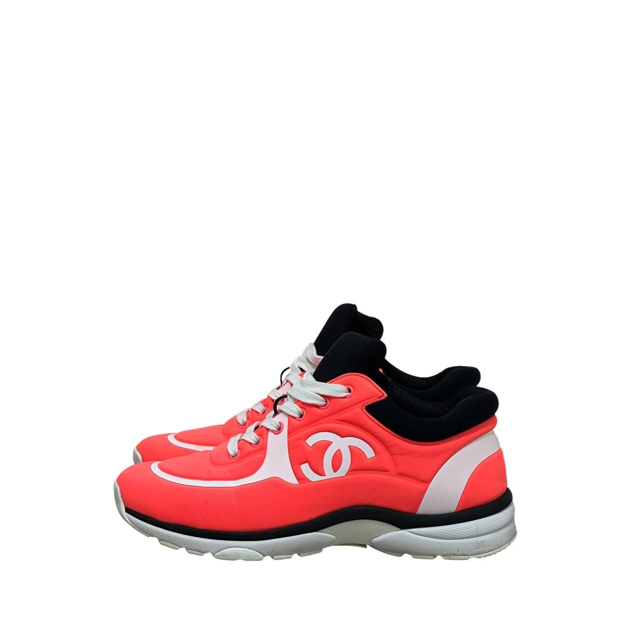 Chanel Orange Neon Athletic Sneakers Sz 39.5 pre-owned