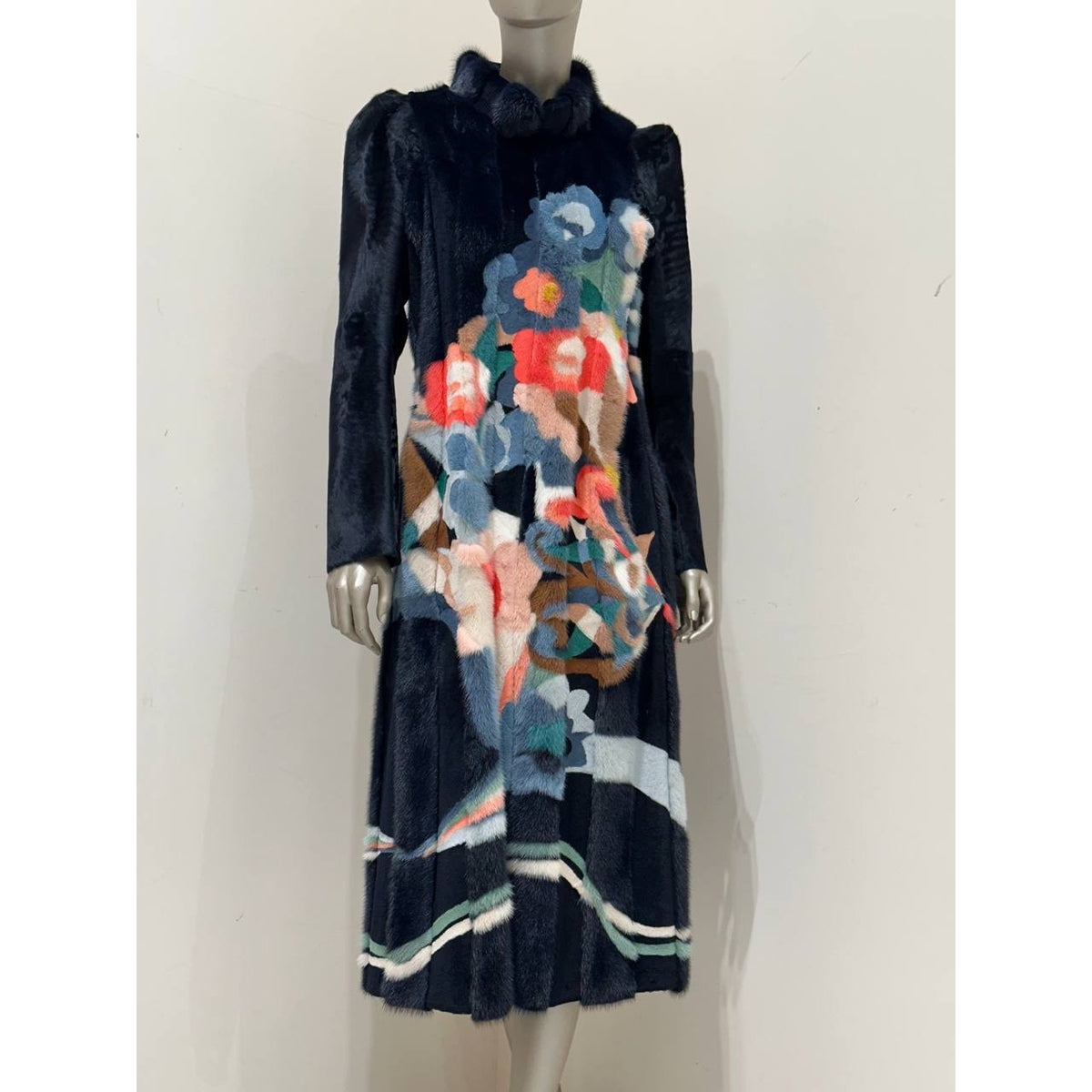 FendiCoat with Multicolor Floral Intarsia Sz.42 Pre-owned
