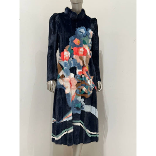 FendiCoat with Multicolor Floral Intarsia Sz.42 Pre-owned