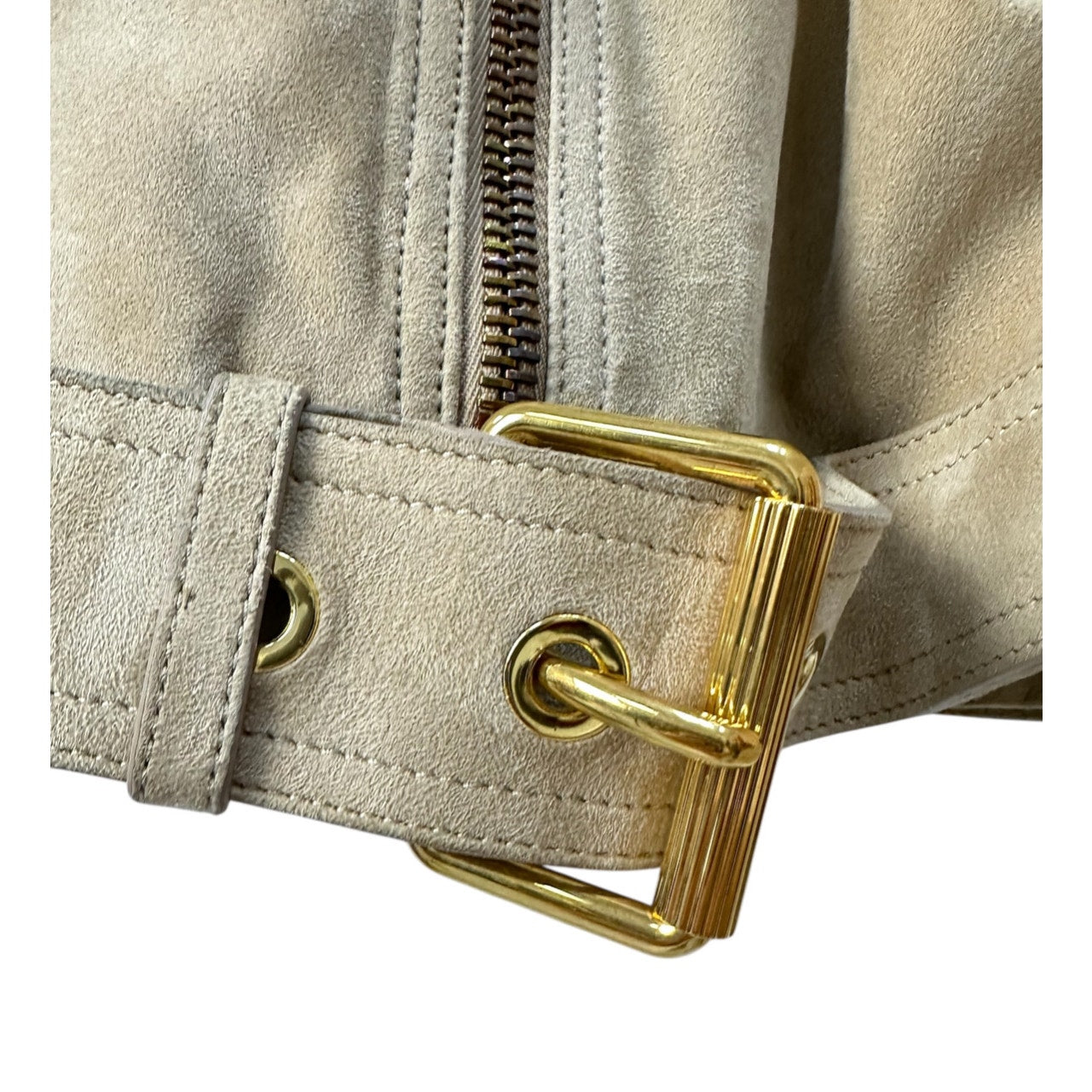 Tom Ford Beige Suedet Gold Hardware Jacket Size 40 Pre-owned