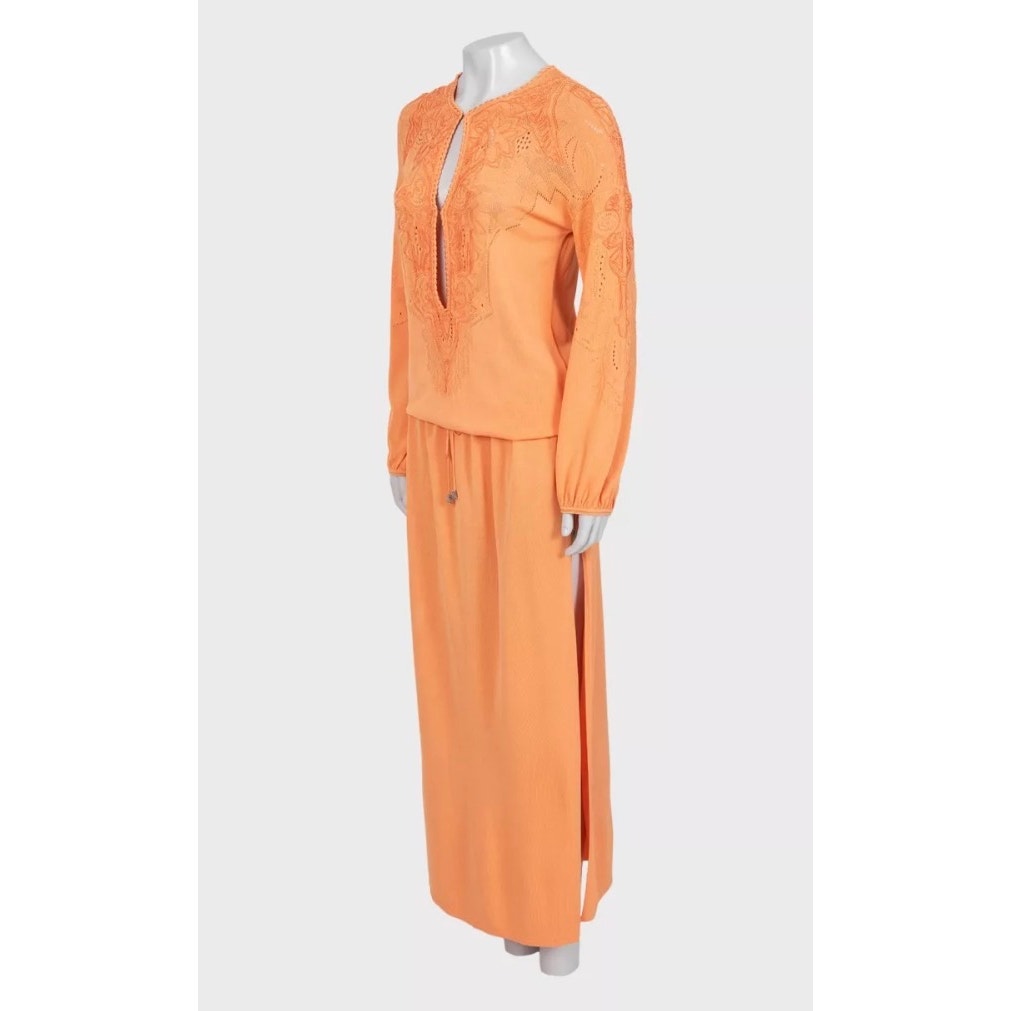 Roberto Cavalli Orange Perforated Maxi Dress EU 38/M Pre-owned
