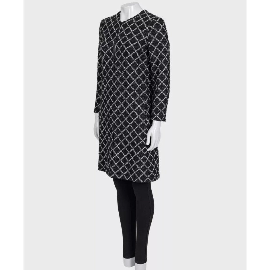 NWOT Chanel Black Printed Coat  EU34/XS Pre-owned