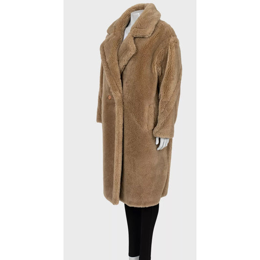 Yves Salomon Meteo Teddy  Brown Wool Straight Cut Coat Sz.Fr36/ S Pre-owned