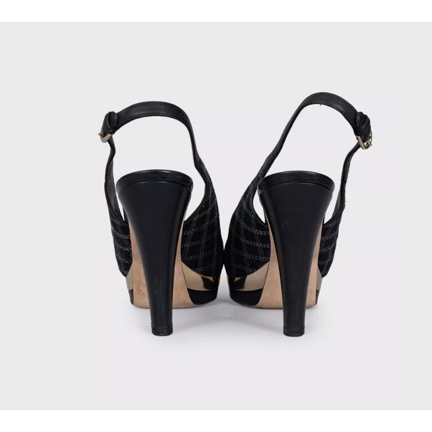 Chanel Black Textile Slingbacks Size 39.5 pre-owned