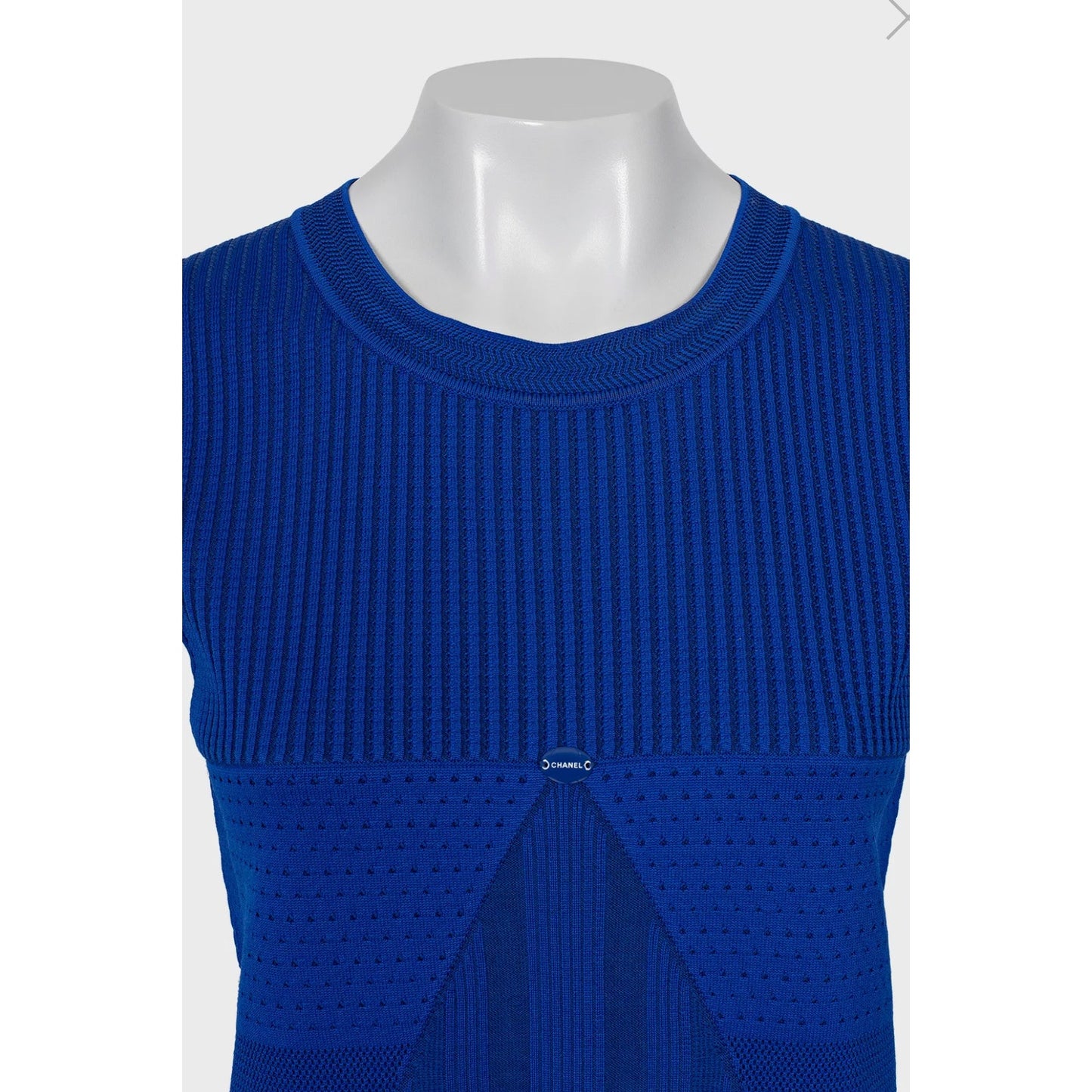 Chanel Blue Textured Straight-Cut Dress Sz.38 pre-owned