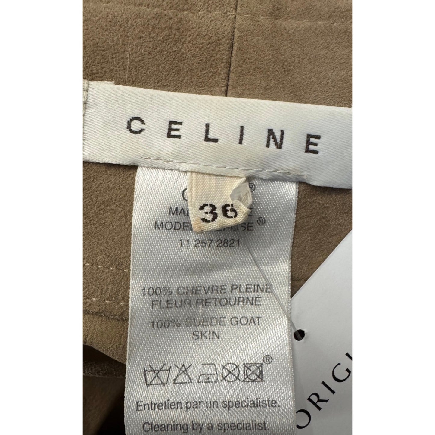 Celine Beige Suede Snap Button Midi Skirt - EU36/S Pre-owned