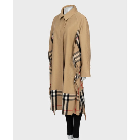 Burberry Beige Check-Trim Cotton Coat – Size UK10 / M Pre-owned