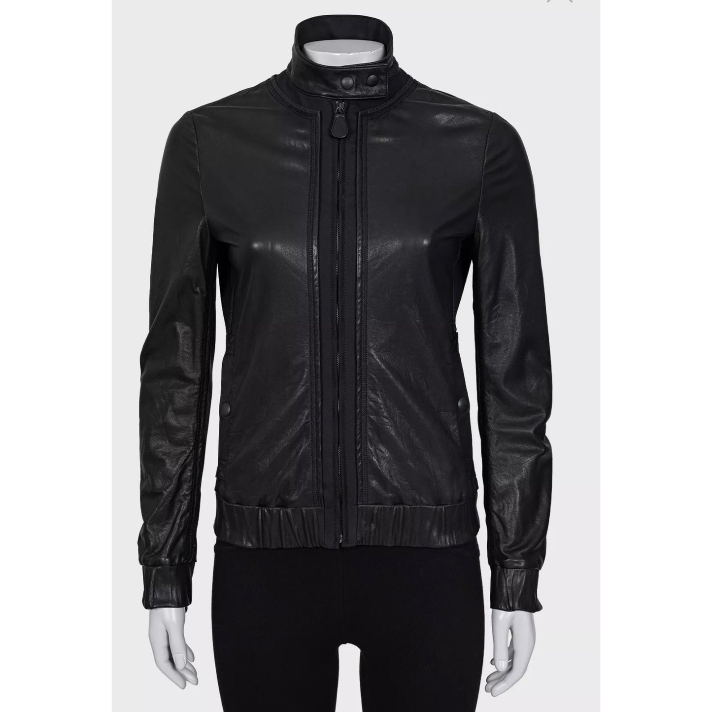 Bottega Veneta Black Leather Jacket - IT 38 / XS Pre-owned