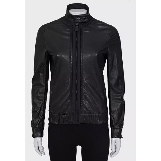 Bottega Veneta Black Leather Jacket - IT 38 / XS Pre-owned
