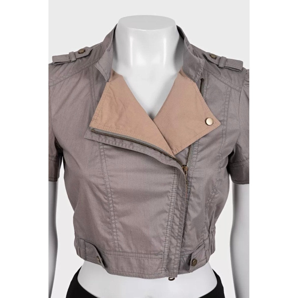 Brunello Cucinelli Brown Cropped Cotton Jacket - Size S Pre-owned
