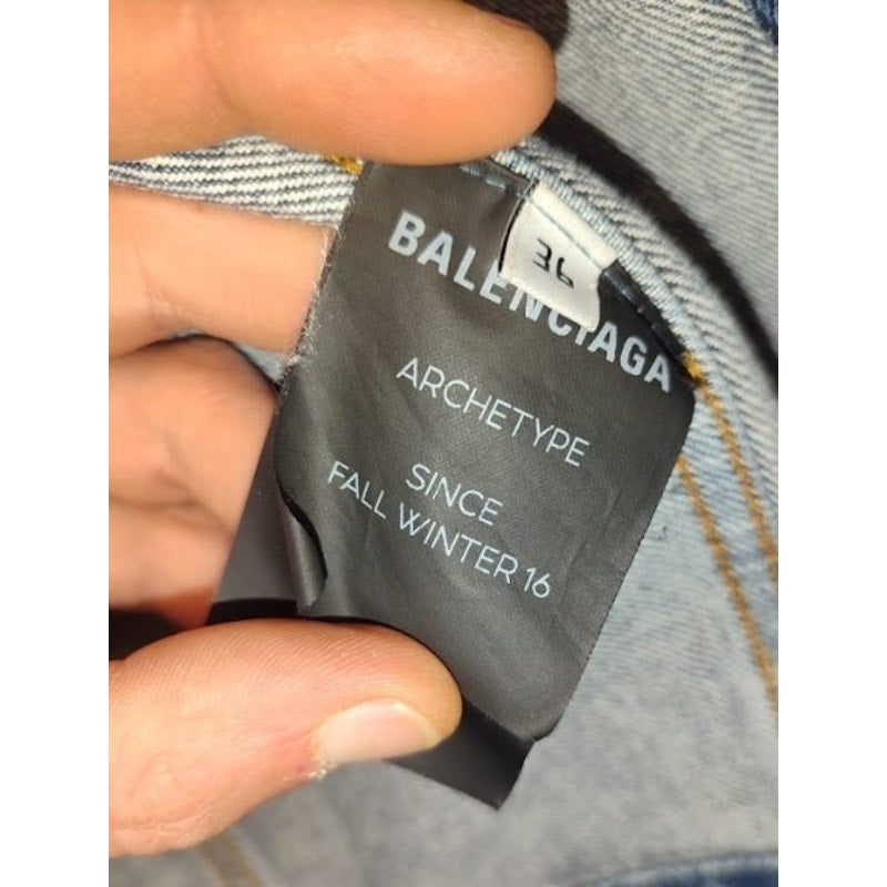 Balenciaga Oversize Denim Logo Blue Jacket Size 36/S pre-owned