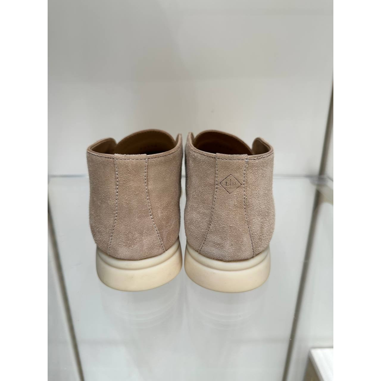 Loro Piana Elegant Beige Suede Ankle Loafers Sz.38 Pre-owned