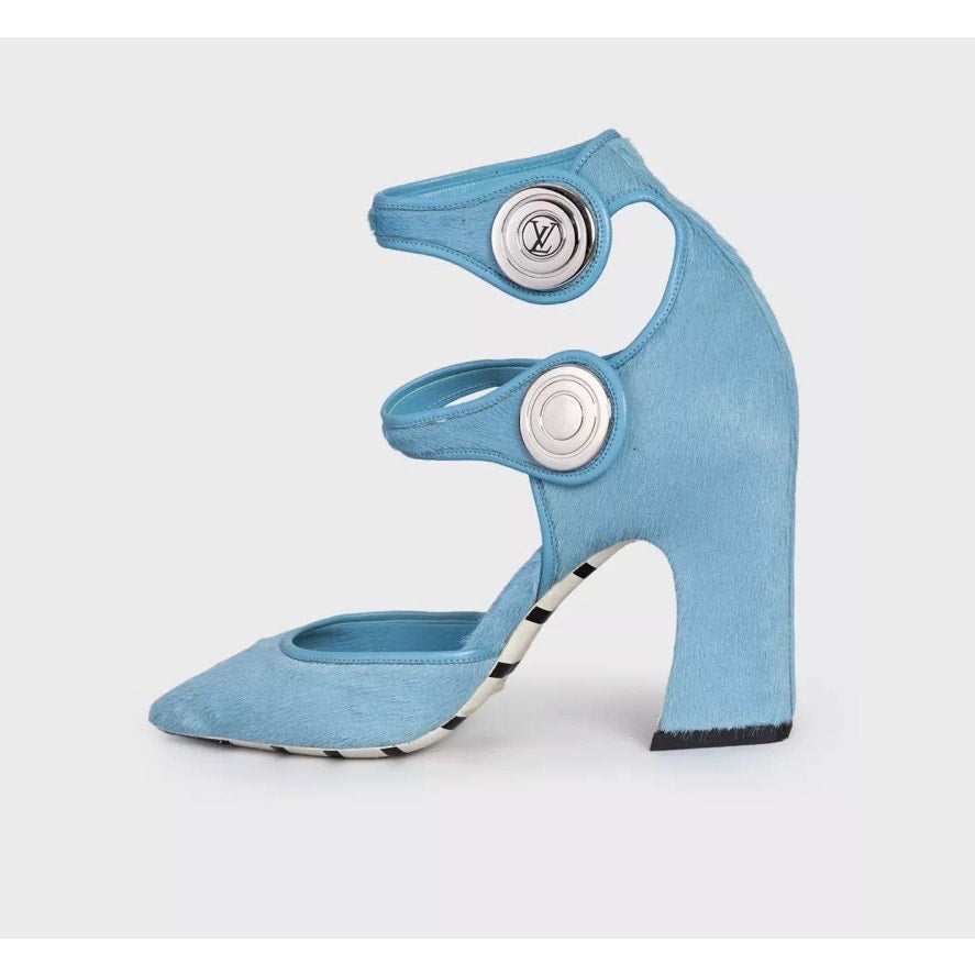 Louis Vuitton Blue Haircalf Leather Pointed Toe Pumps 38 Pre-owned