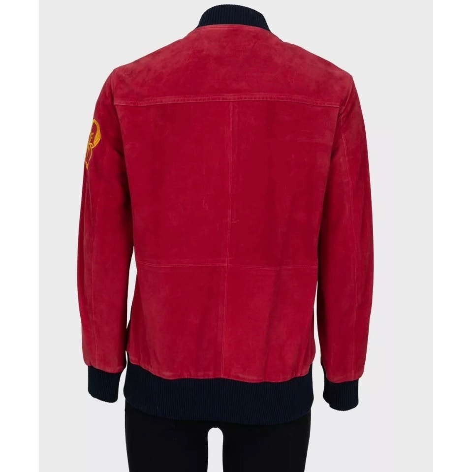 Valentino Spa Red Leather Embroidered Jacket - IT40 / US S pre-owned