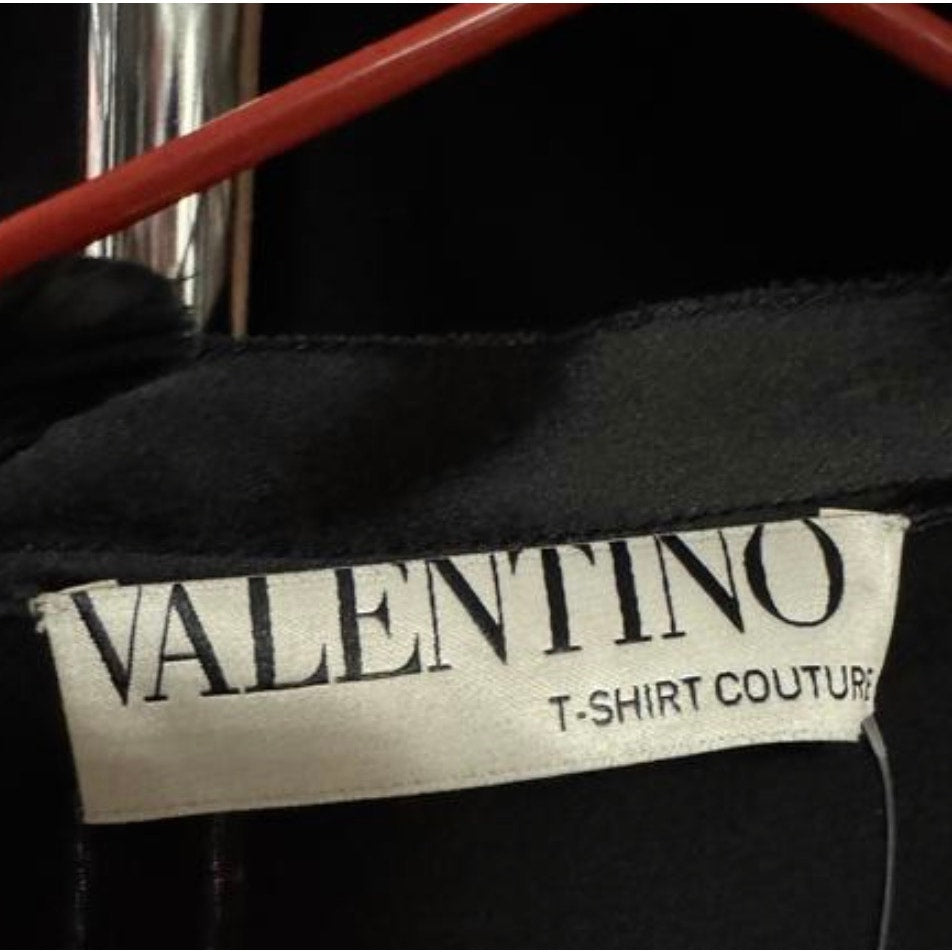 Valentino Black Embellished Viscose T-Shirt - US 4 Pre-owned