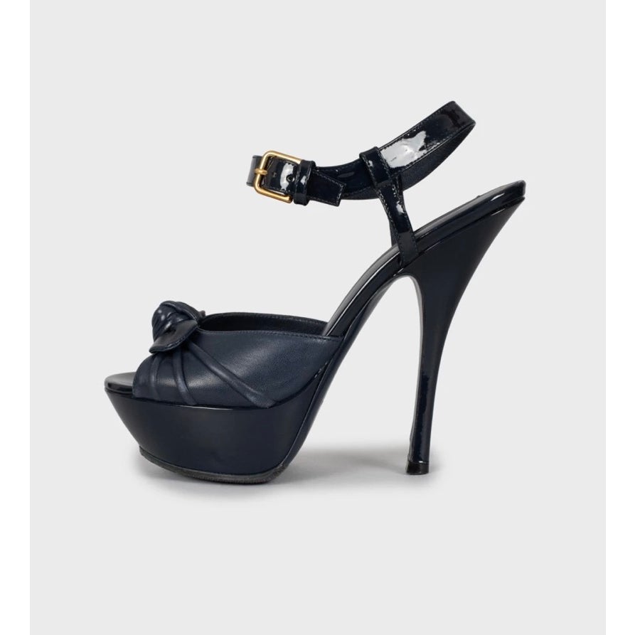 Saint Laurent Blue Leather Stiletto Platform Sandals EU 37 Pre-owned