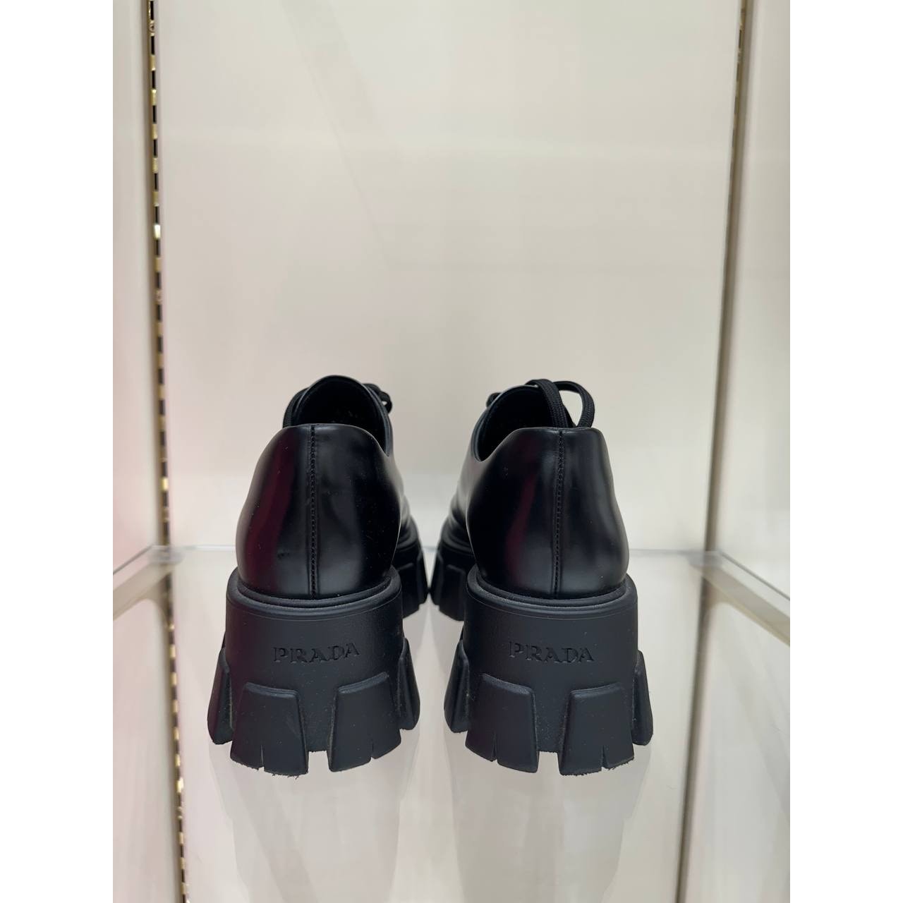 Prada Monolith Brushed Leather Derby Shoes Sz.36.5 Pre-owned