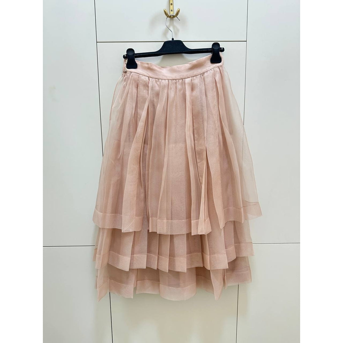 Christian Dior Blush Pink Pleated Silk Skirt Sz.40 Pre-owned
