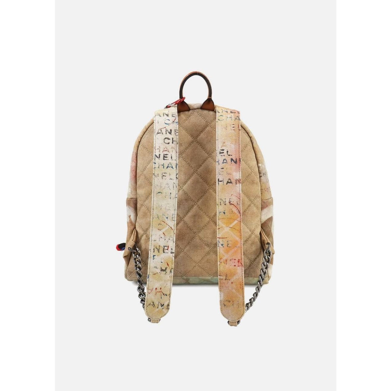 Chanel Graffiti Canvas & Leather Backpack Beige Pre-owned