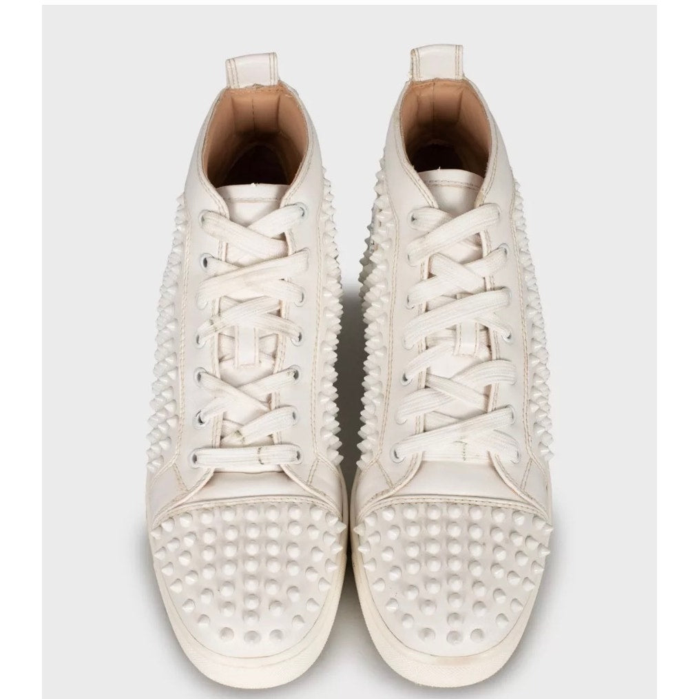 Christian Louboutin White Spiked Leather Sneakers EU 42 Pre-owned