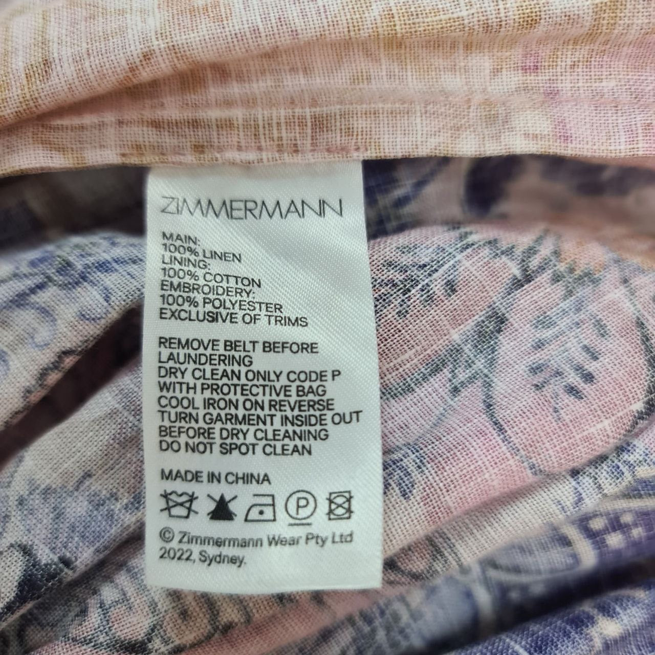 Zimmermann Linen Printed Mini Dress Sz.0 Pre-owned