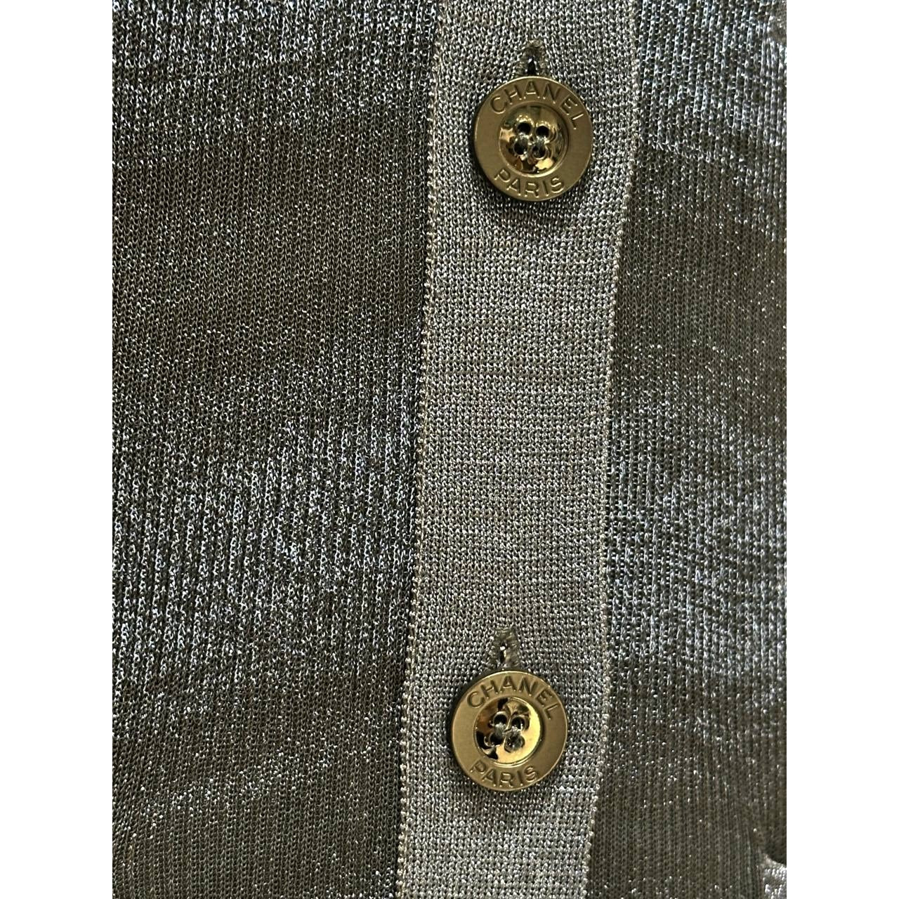 Chanel Navy Metallic Knit Fall 2009 Collection Cardigan  Sz.40 Pre-owned