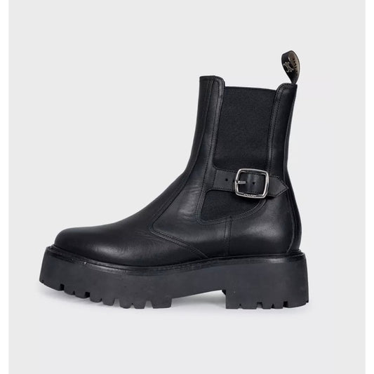 Celine Black Leather Boots with Silver Buckle - EU 39 Pre-owned