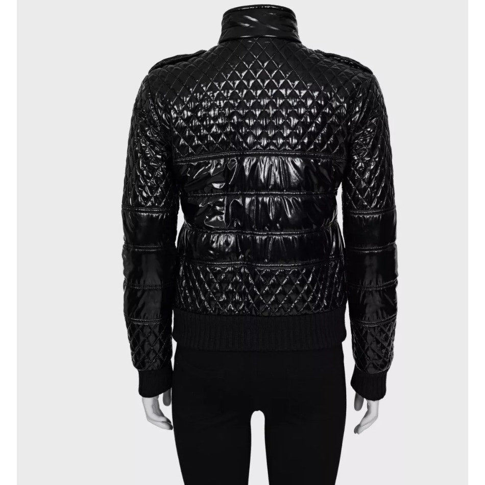 Chanel Fall 2011 Black Polyurethane Fitted Jacket FR40 Pre-owned