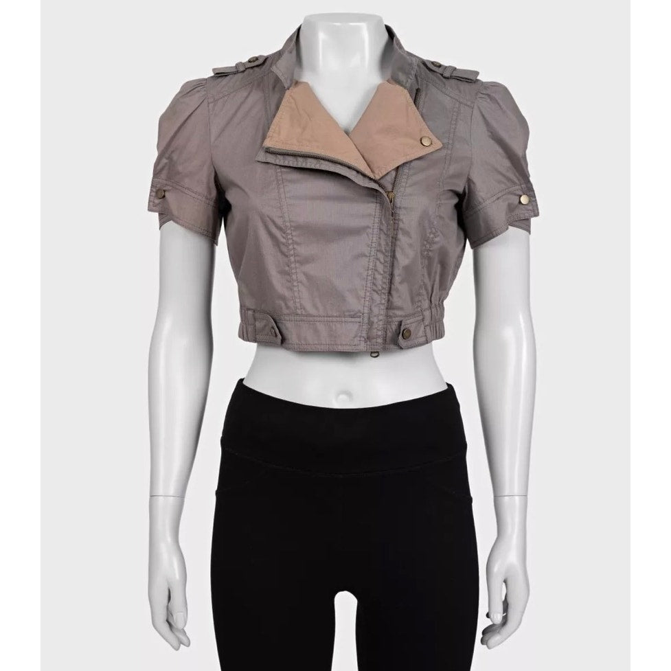 Brunello Cucinelli Brown Cropped Cotton Jacket - Size S Pre-owned
