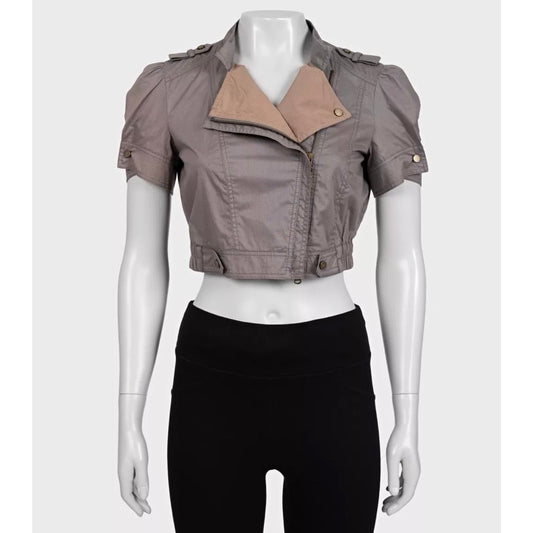 Brunello Cucinelli Brown Cropped Cotton Jacket - Size S Pre-owned