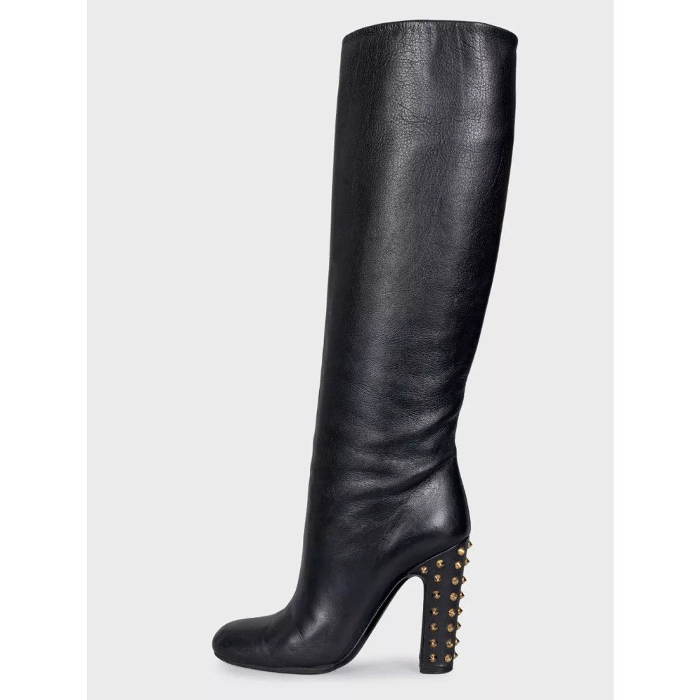 Gucci Studded Leather Block Heel Boots - Size 36.5 Pre-owned