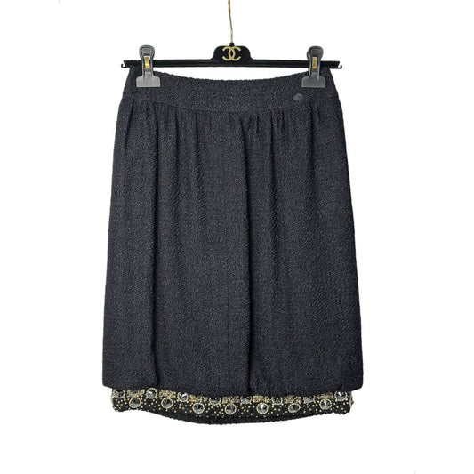 Chanel Tweed Embroidery Skirt Sz.36 Pre-owned