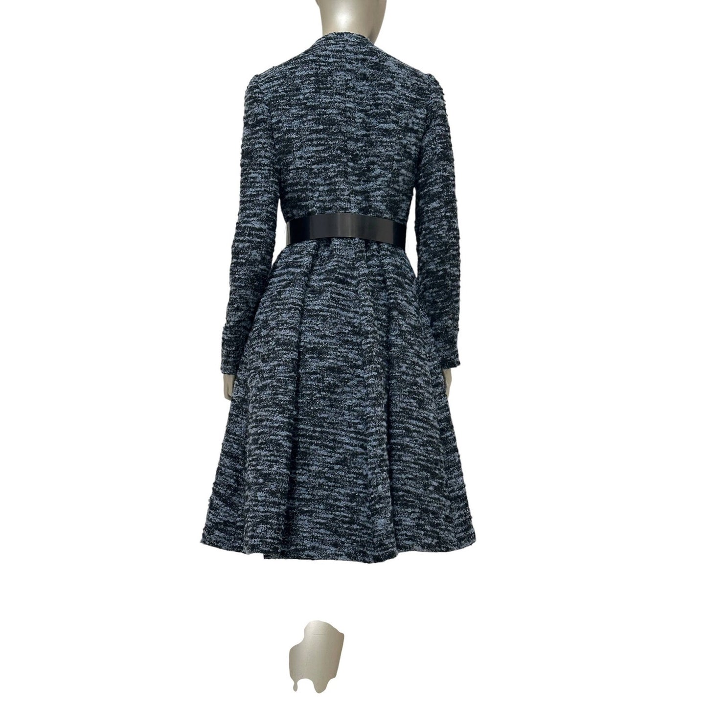 Dior Blue & Black Textured Belted Coat Dress Sz.38 Pre-owned