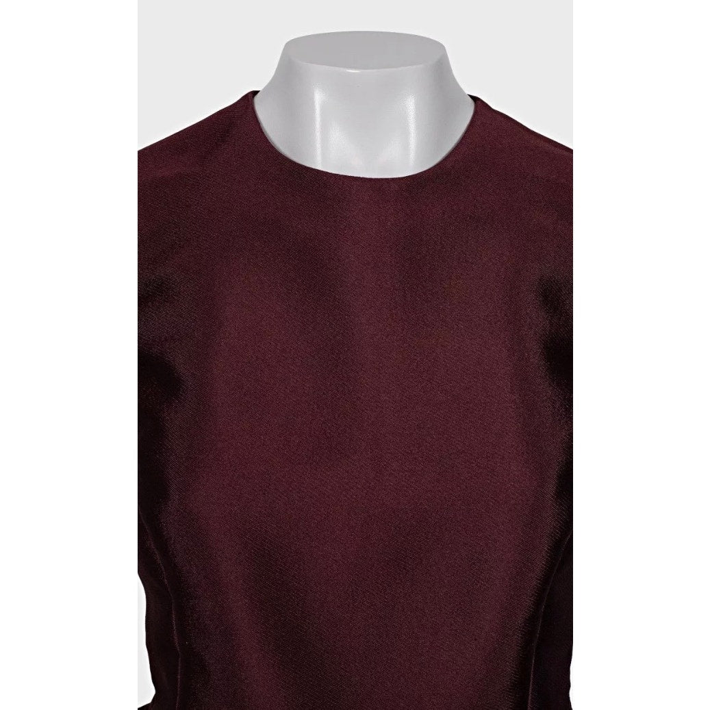 Christian Dior Burgundy Silk Blend Peplum Top - Size M / FR38 Pre-owned