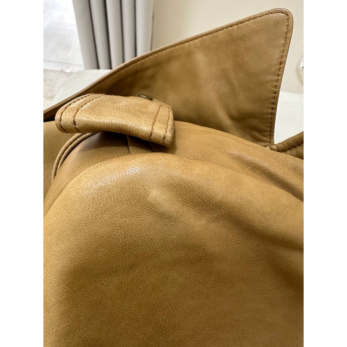 Balenciaga 2009 Tan Khaki Lamb Leather Biker Jacket Sz.40 Pre-owned