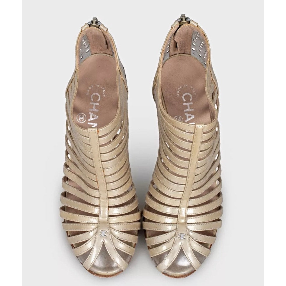 Chanel Cruise 2009 Gold Sculpted Heel PumpsSz.36 Pre-owned