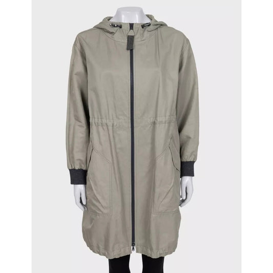 Brunello Cucinelli Green Hooded Coat - IT40/S Pre-owned