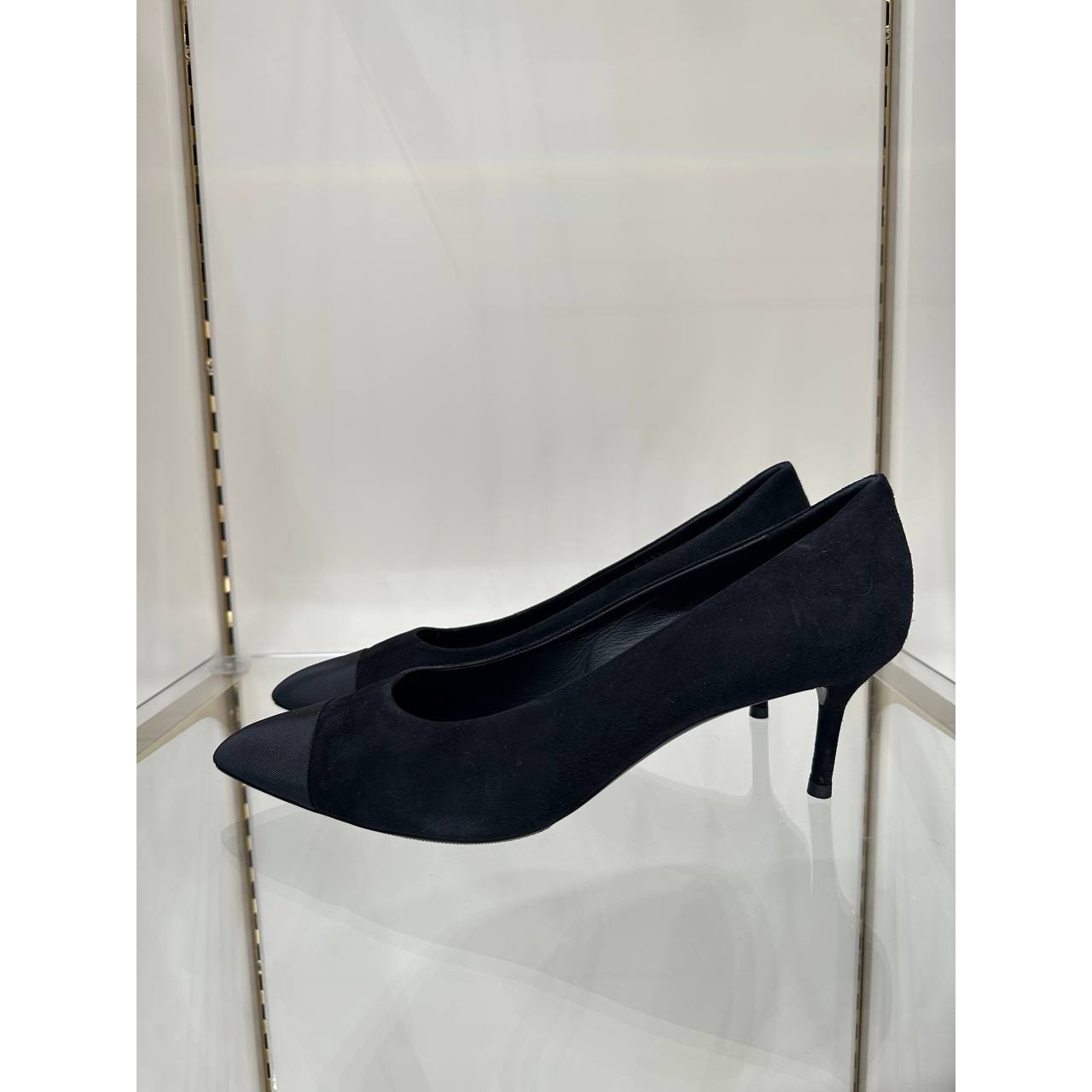 Chanel Black Suede Textile Pointed Toe Pumps 41 Pre-owned