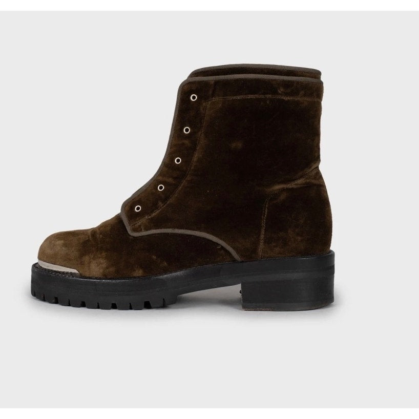 Alexander McQueen Brown Velour Ankle Boots EU 36.5 Pre-owned