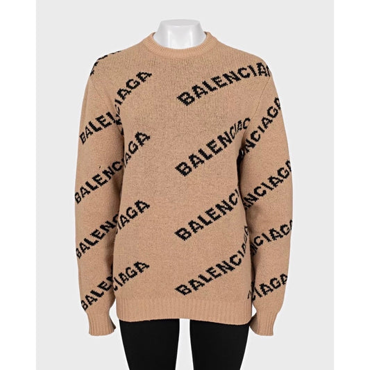 Balenciaga Brown Oversized Wool Sweater - Sz XS Pre-owned